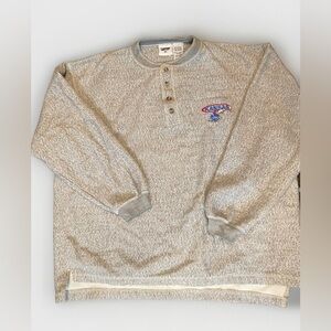 Vintage Pro-Edge Kansas Jayhawks Men’s Gray Long Sleeve Sweatshirt Shirt, XL